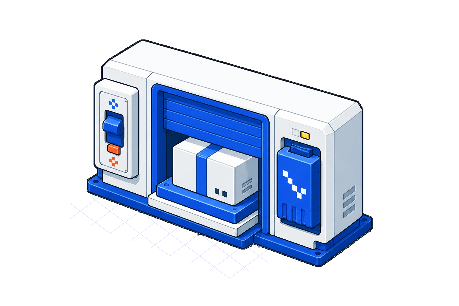 A customer-controlled shutter protects an order cartridge beside a consent switch and removable decision record.
